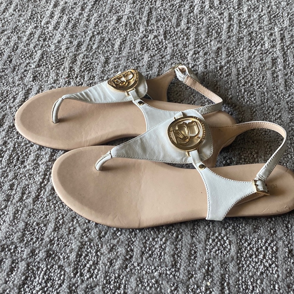 Karl Lagerfeld white t-strap sandal size 7.5